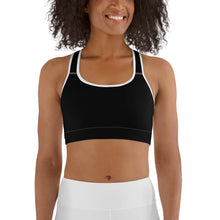 Load image into Gallery viewer, Sports bra - Matching Black w/White Piping
