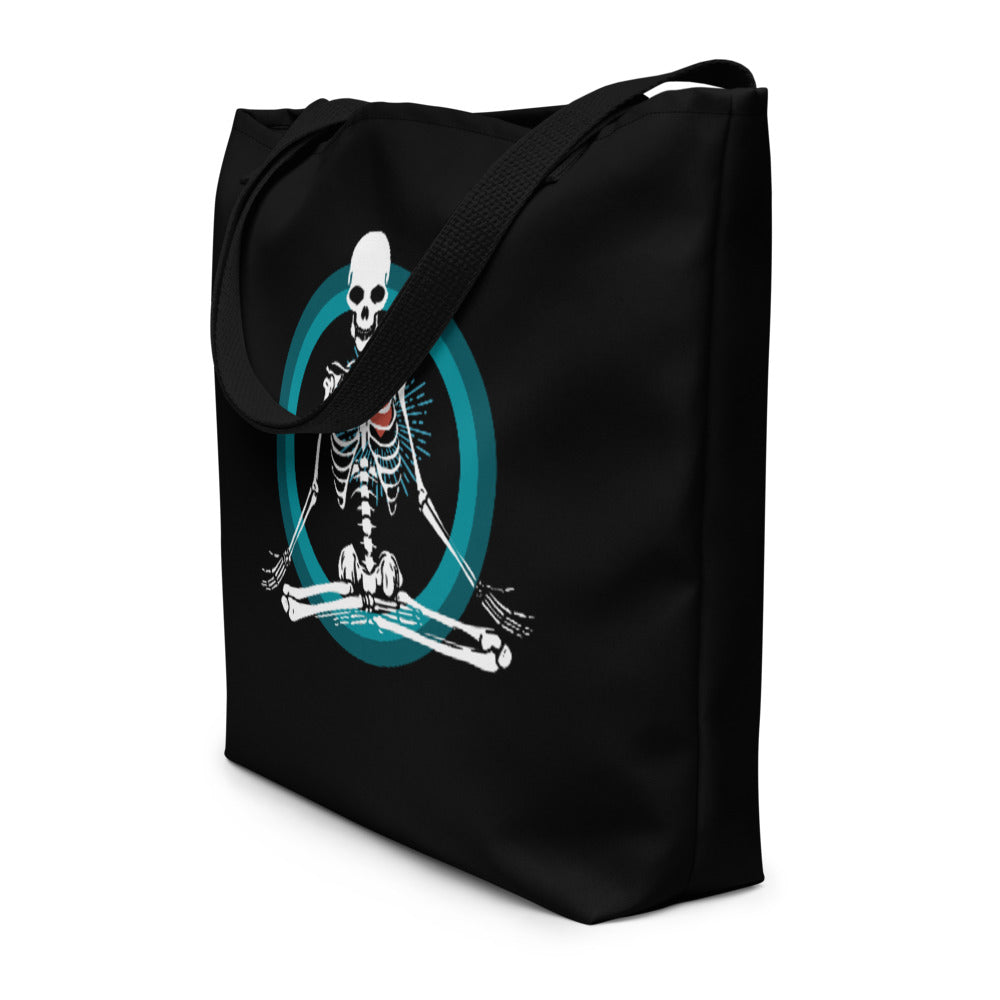 Large Tote - Beach Bag - Meditating Skeleton