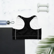 Load image into Gallery viewer, Sports bra - Matching Black w/White Piping
