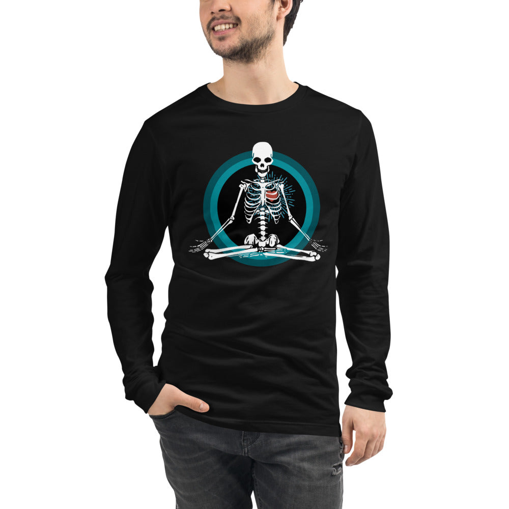 Unisex Long Sleeve Tee - Meditating Skeleton