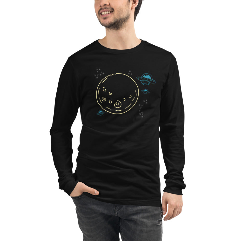 Unisex Long Sleeve Tee - UFOs and the Moon